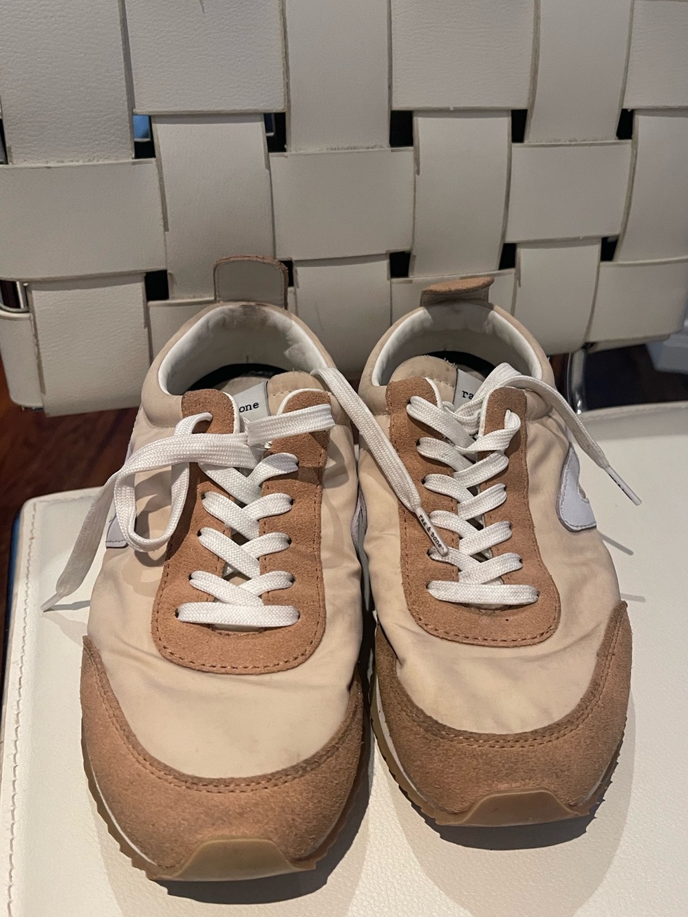 Rag & Bone Retro Runner Sneakers, Tan/Beige/White womens size 6